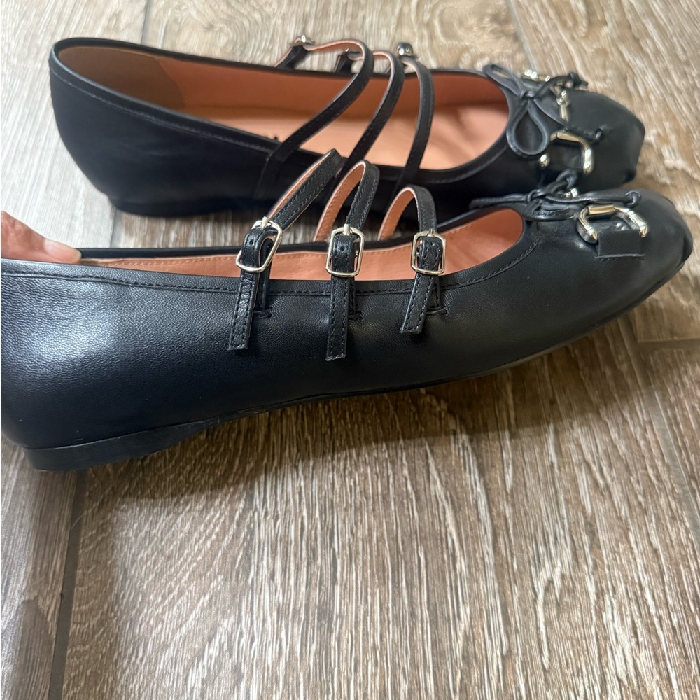 Anthropologie Bibi Lou Horsebit Moto Ballet Flats - black leather- size 9 - Picture 7 of 11